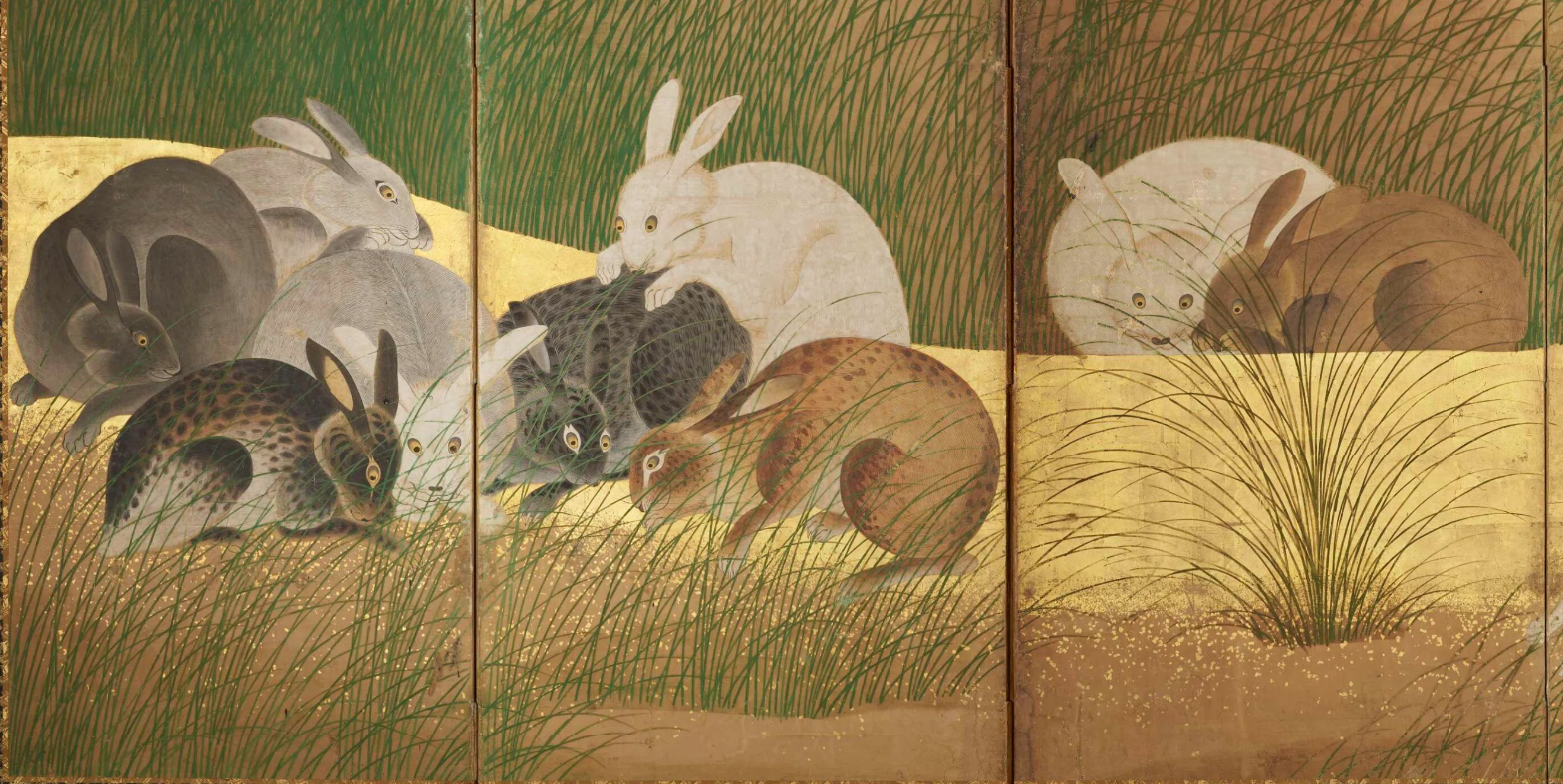 大英博物館展出品作⑳《野兎図屏風》江戸時代中期（18世紀）、大英