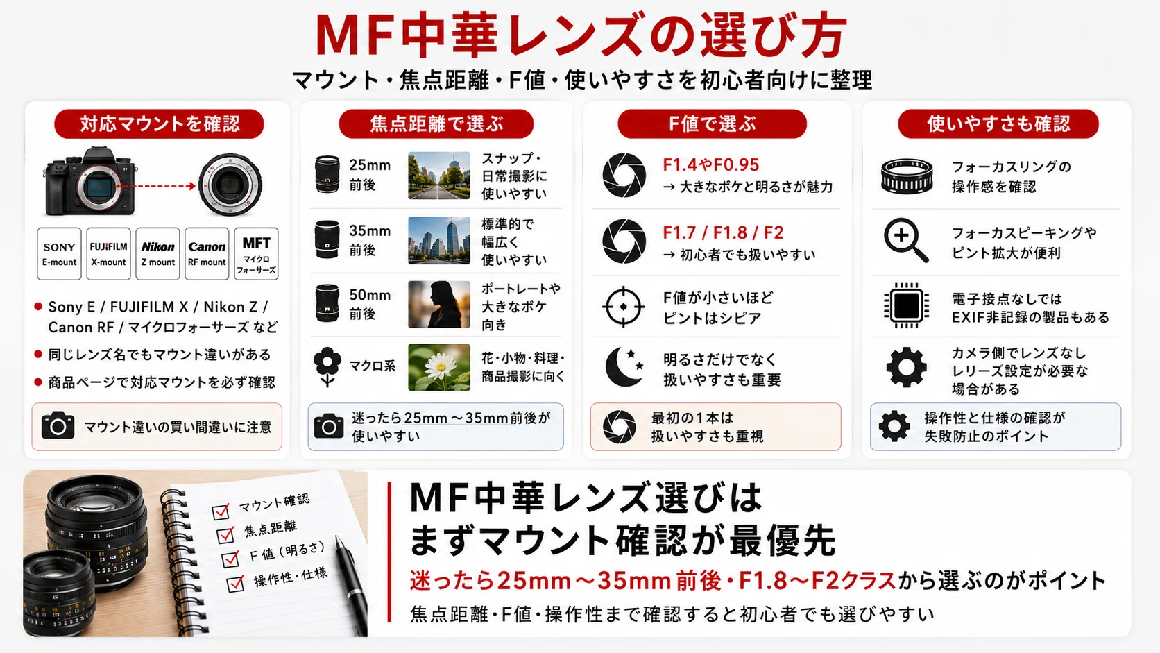 MF中華レンズおすすめ8選｜安くて楽しめるマニュアルフォーカス単焦点