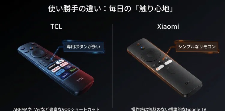 Xiaomiテレビ55インチ量子ドットminiLEDとTCL SQDMiniLEDを徹底比較