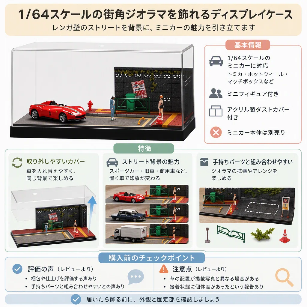 1/64ミニカーを街並みで飾るジオラマディスプレイケースの選び方｜素敵