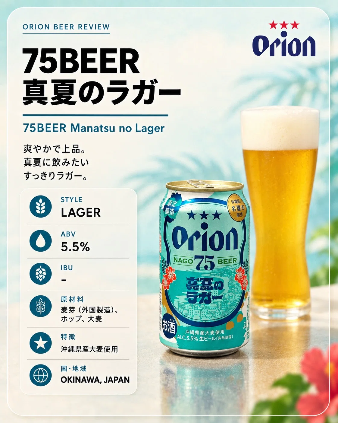 オリオンビールの「75BEER 真夏のラガー」｜yamashin0120