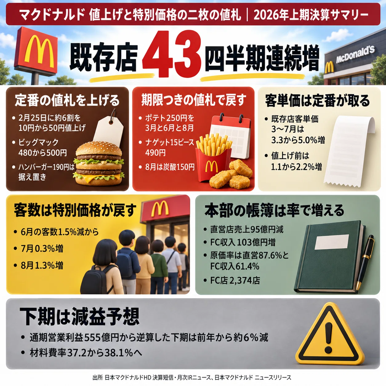 マクドナルド 値上げ 客離れ