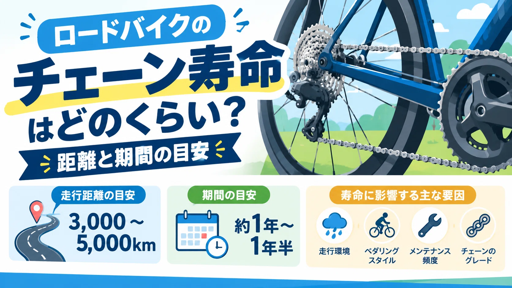 ロードバイクのチェーン寿命は何km？交換時期の見極め方と長持ちのコツ