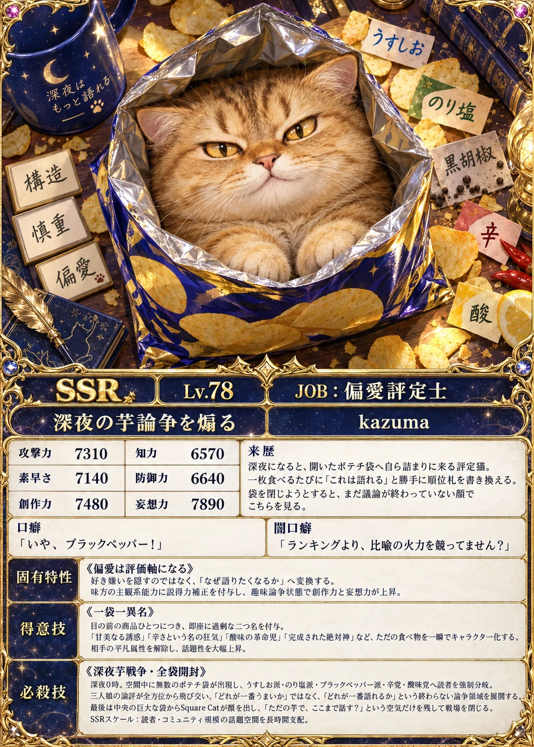 四角猫 トレーディングカード プロンプト配布｜kazuma