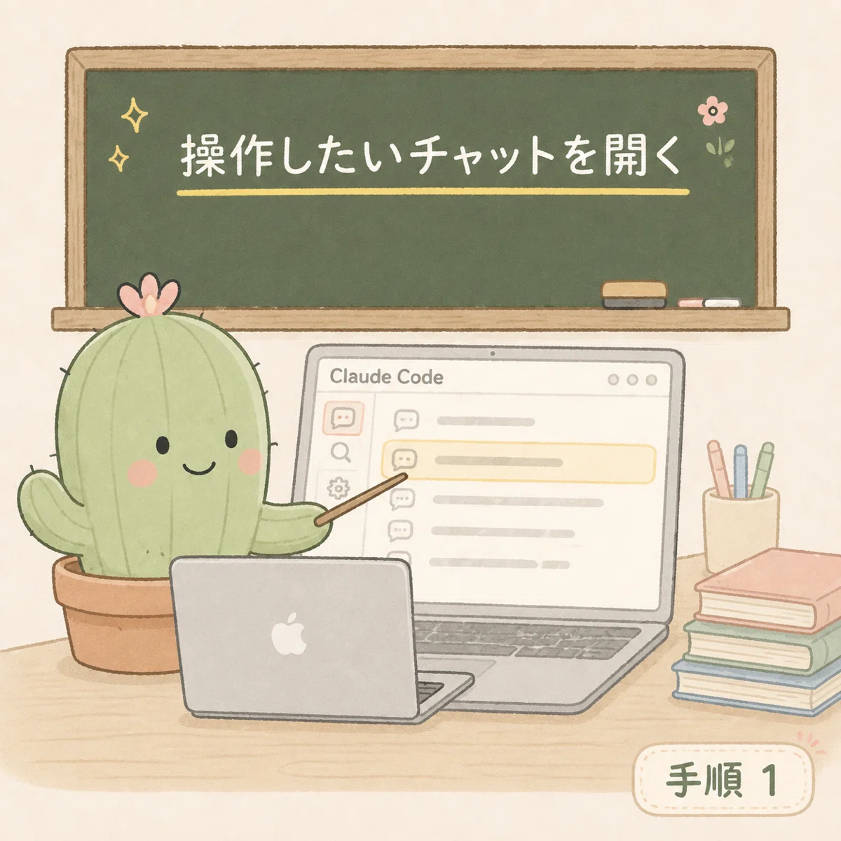 パソコンで操作したいClaude Codeのチャットを開く