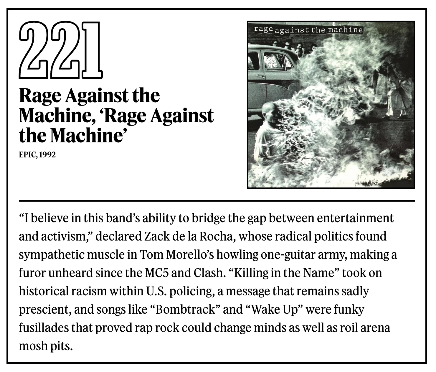 221位：レイジ・アゲインスト・ザ・マシーン『Rage Against the