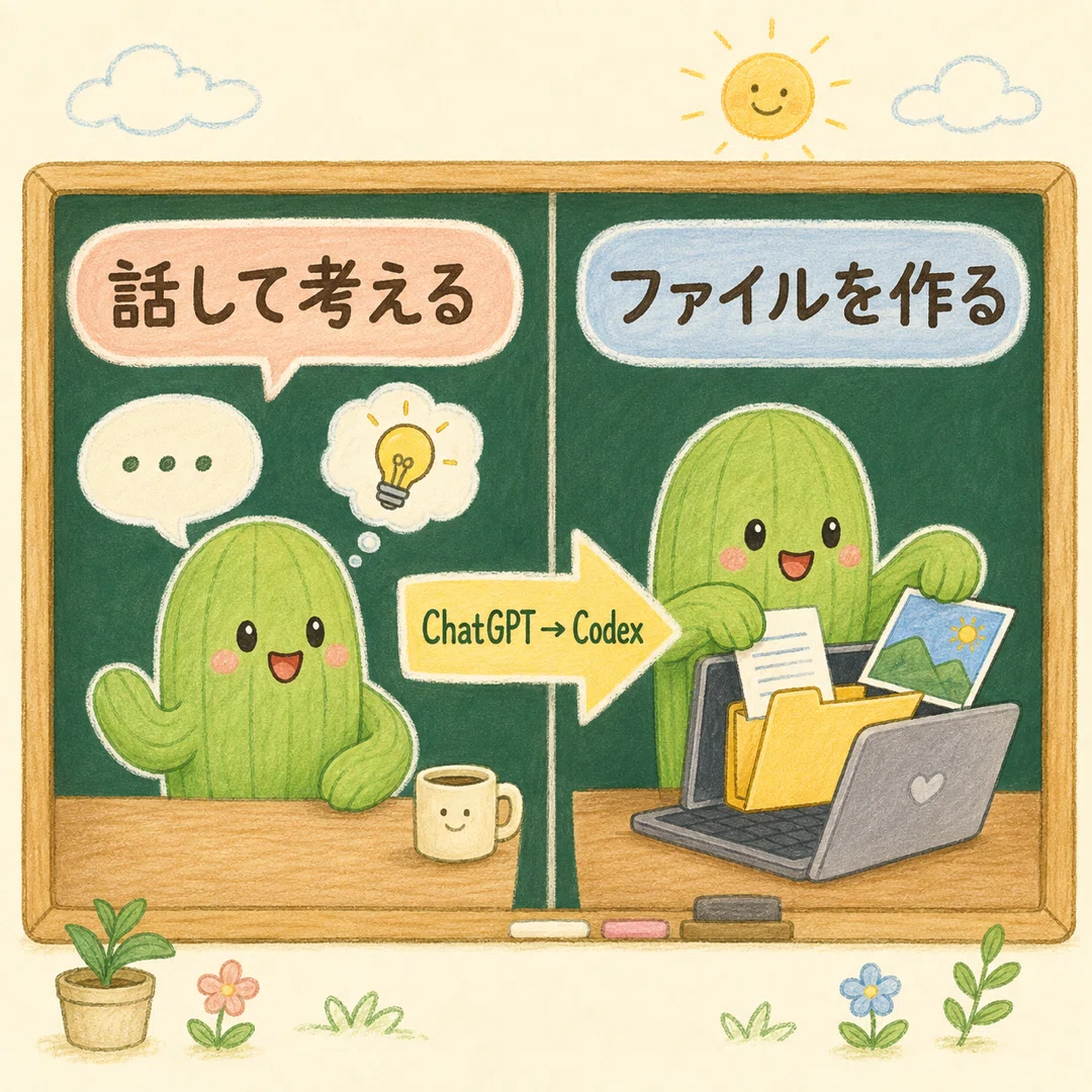 ChatGPTは会話、Codexはファイル作業