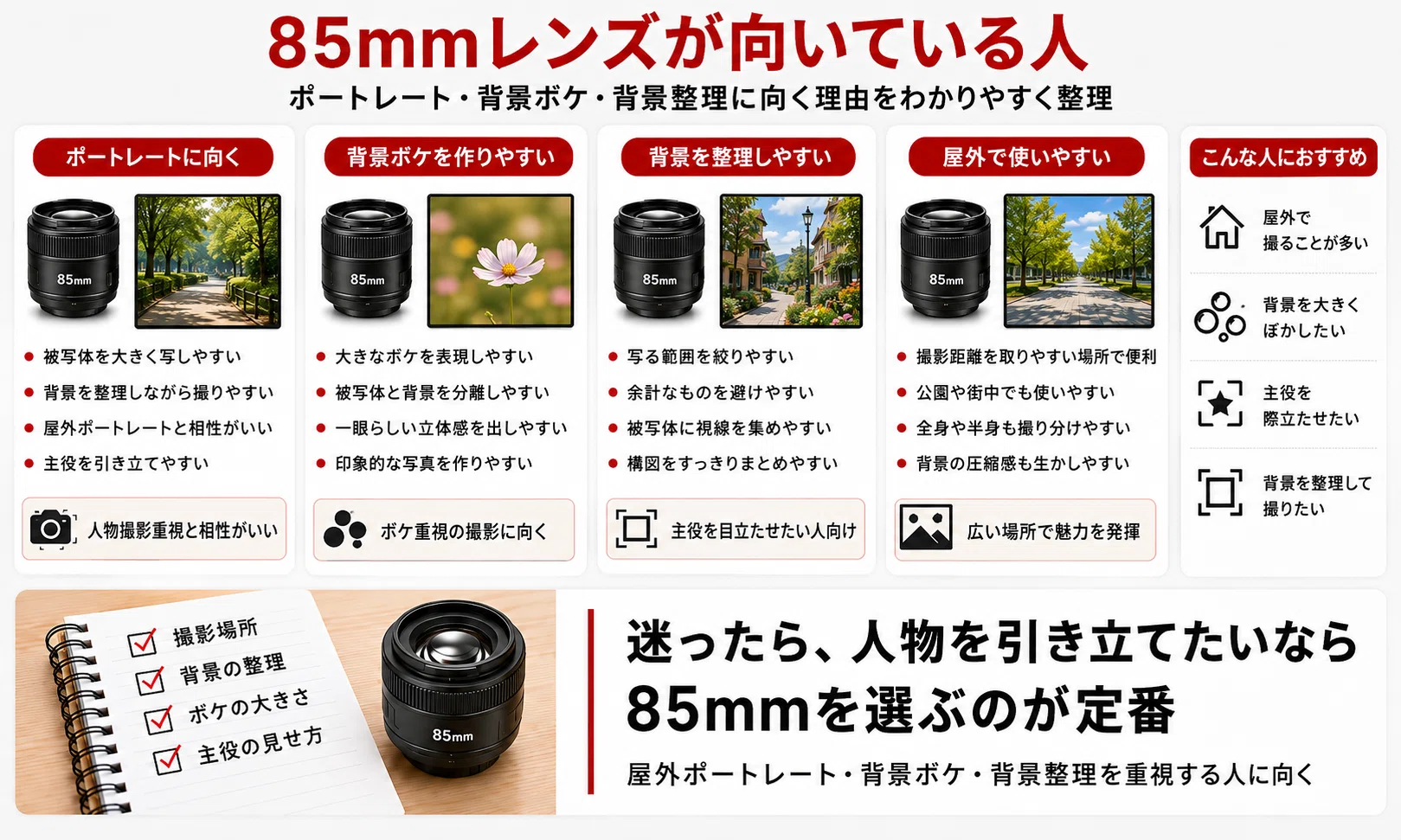 50mmと85mmを比較｜違いと使い分け・ポートレートにはどっちがおすすめ