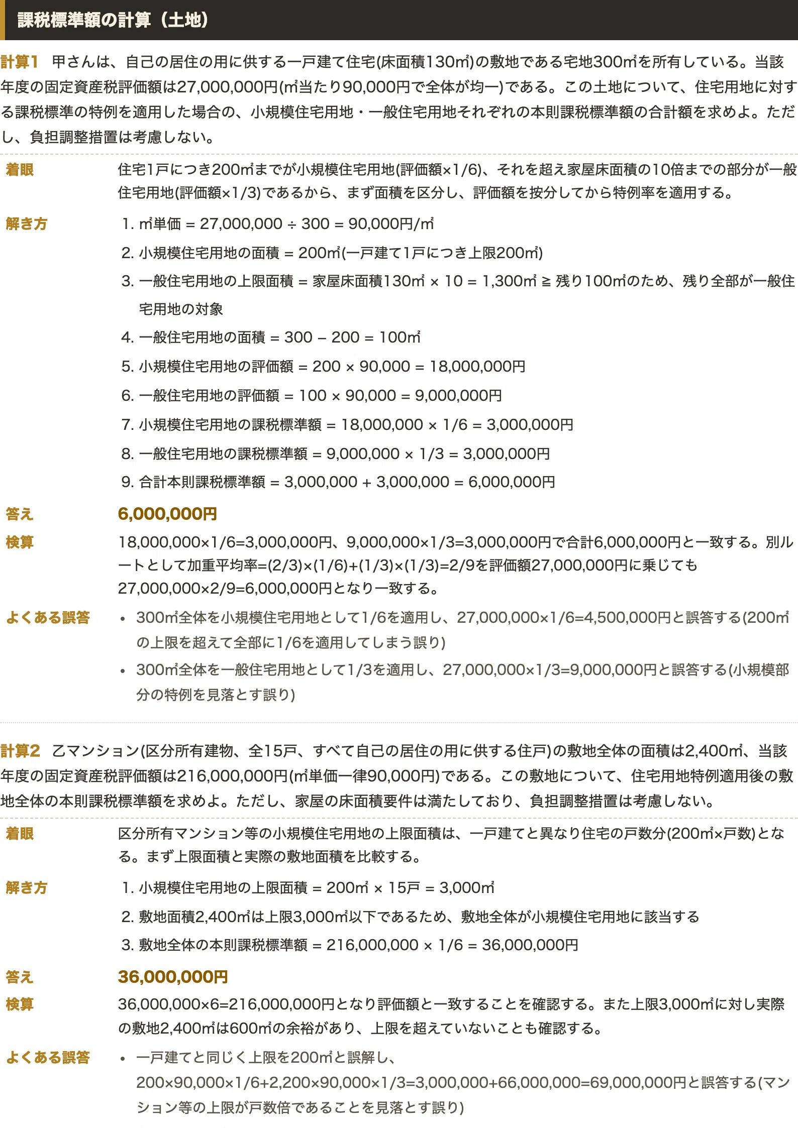 税理士試験 固定資産税 計算ドリル 事例形式・途中式を1行も省かない全