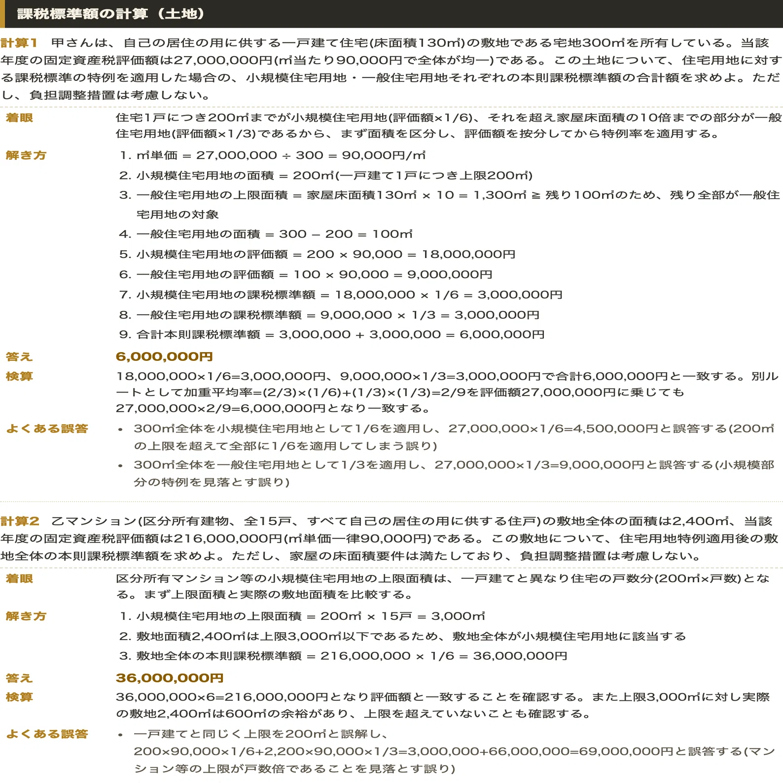 税理士試験 固定資産税 計算ドリル 事例形式・途中式を1行も省かない全