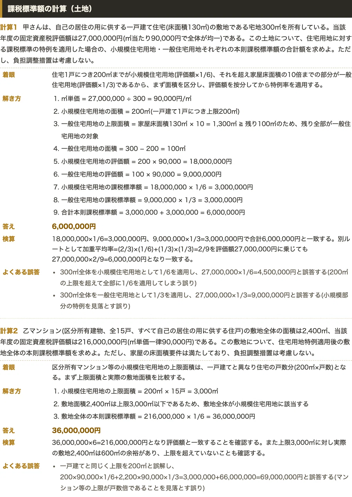 税理士試験 固定資産税 計算ドリル 事例形式・途中式を1行も省かない全