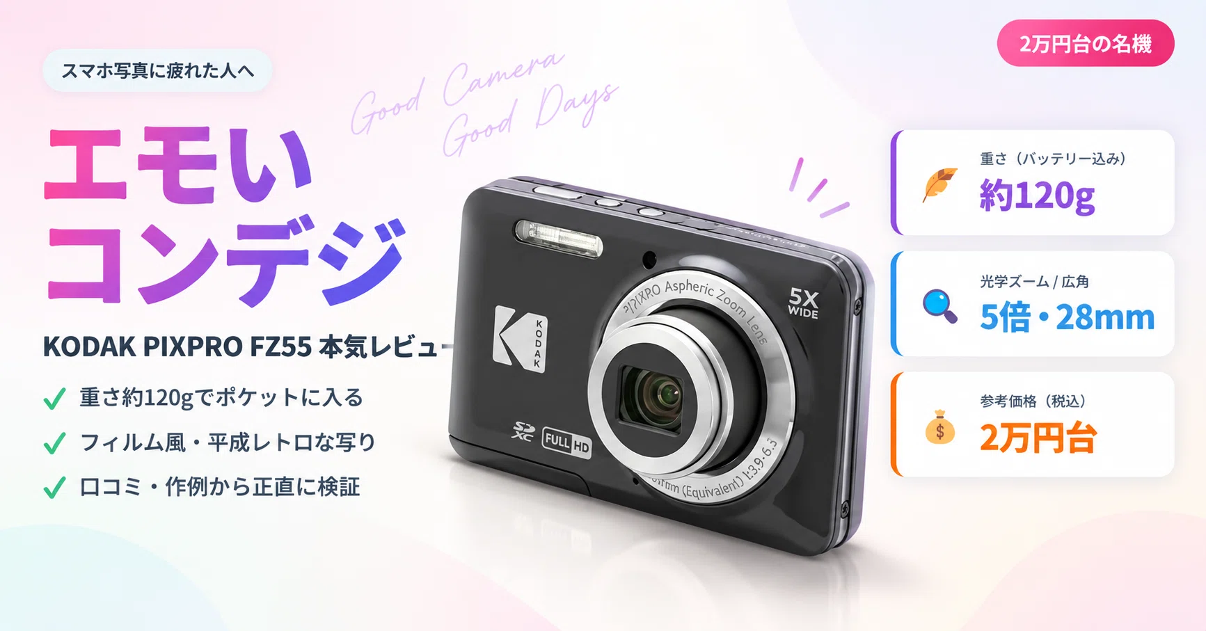 スマホに疲れた人へ。2万円の“エモい”名機KODAK PIXPRO FZ55を本気で
