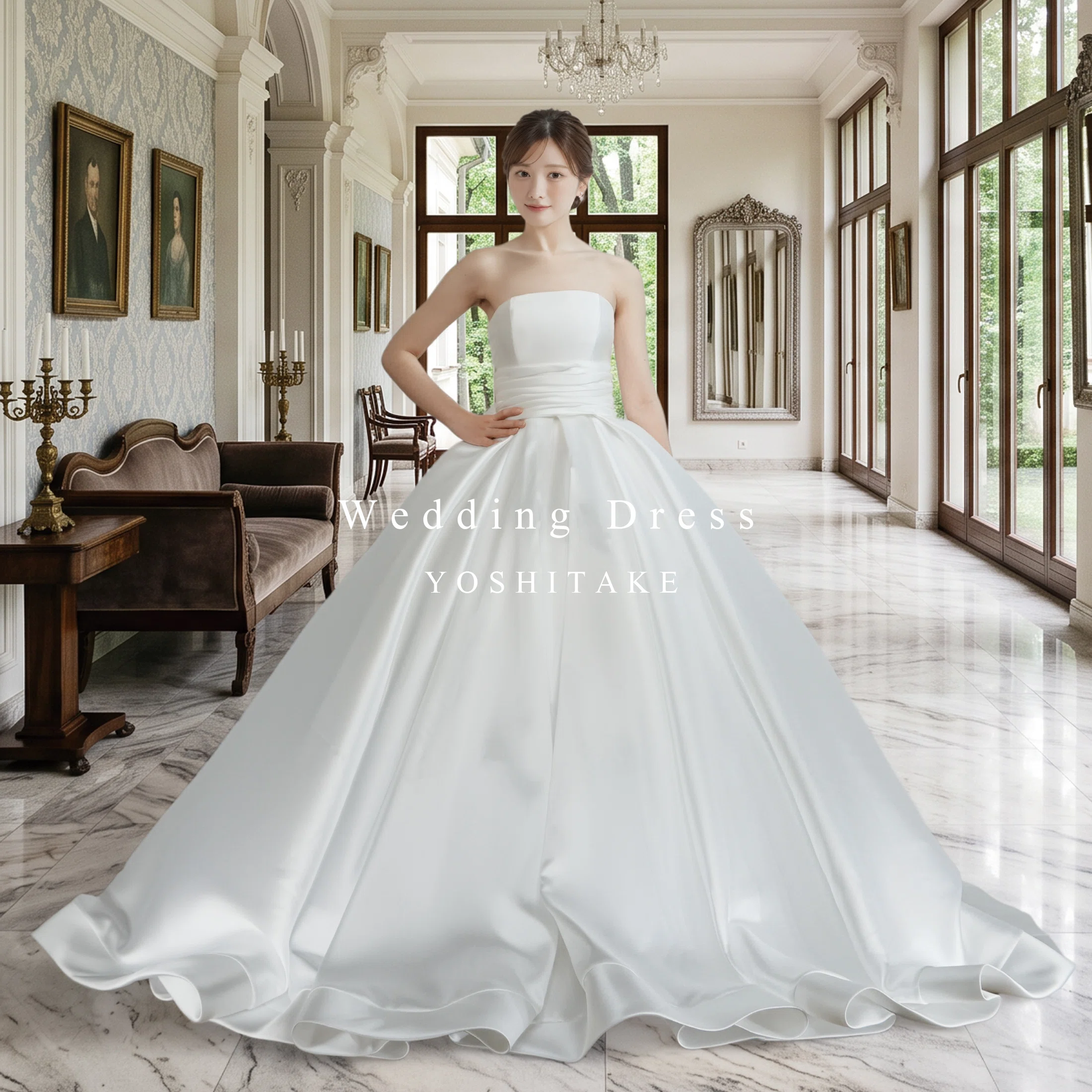ヨシタケ ウェディングドレス プリンセス 編上げ 花嫁 156cm前後 □ Wearing a size uniquely your own, the elegance of a classic