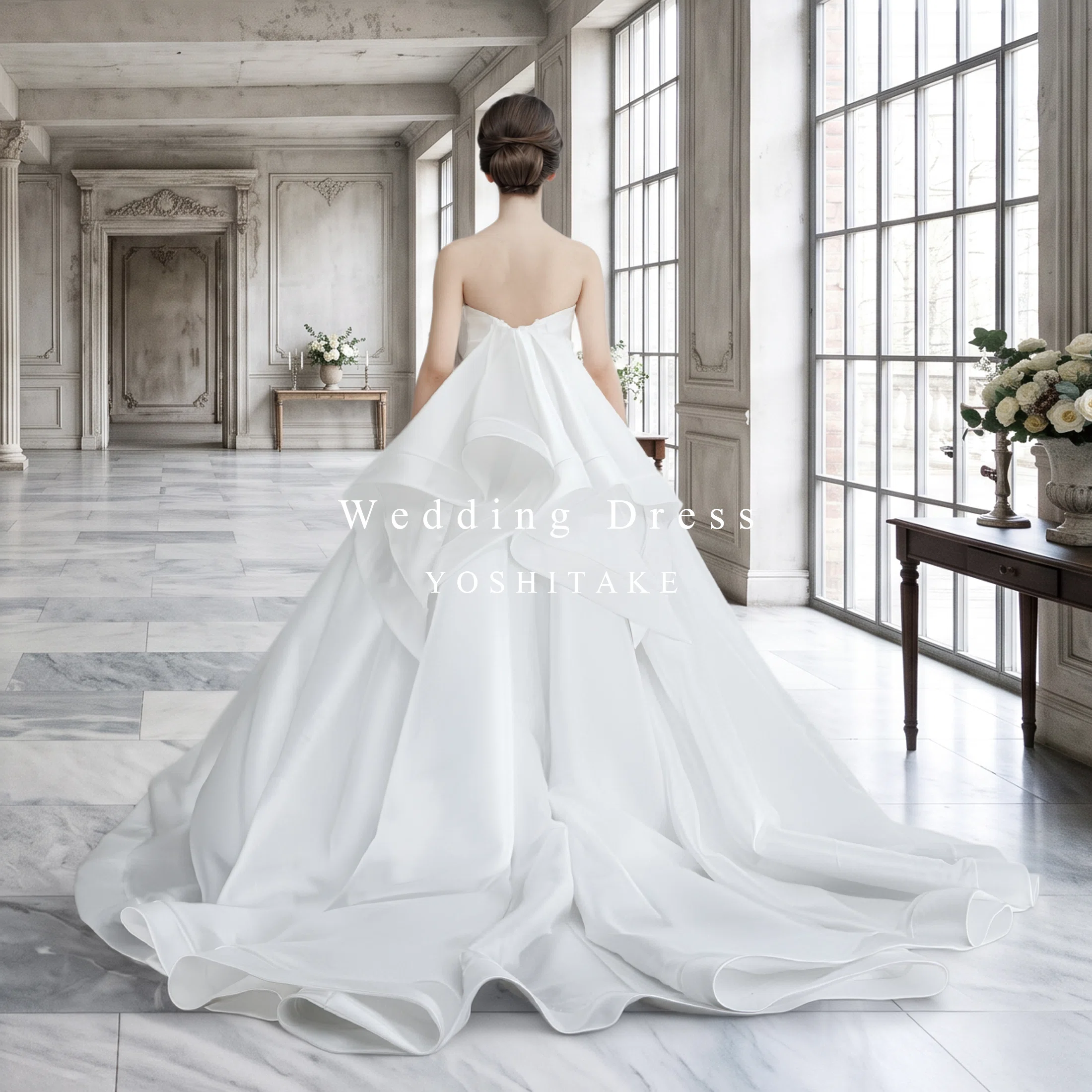 ヨシタケ ウェディングドレス プリンセス 編上げ 花嫁 156cm前後 □ Wearing a size uniquely your own, the elegance of a classic