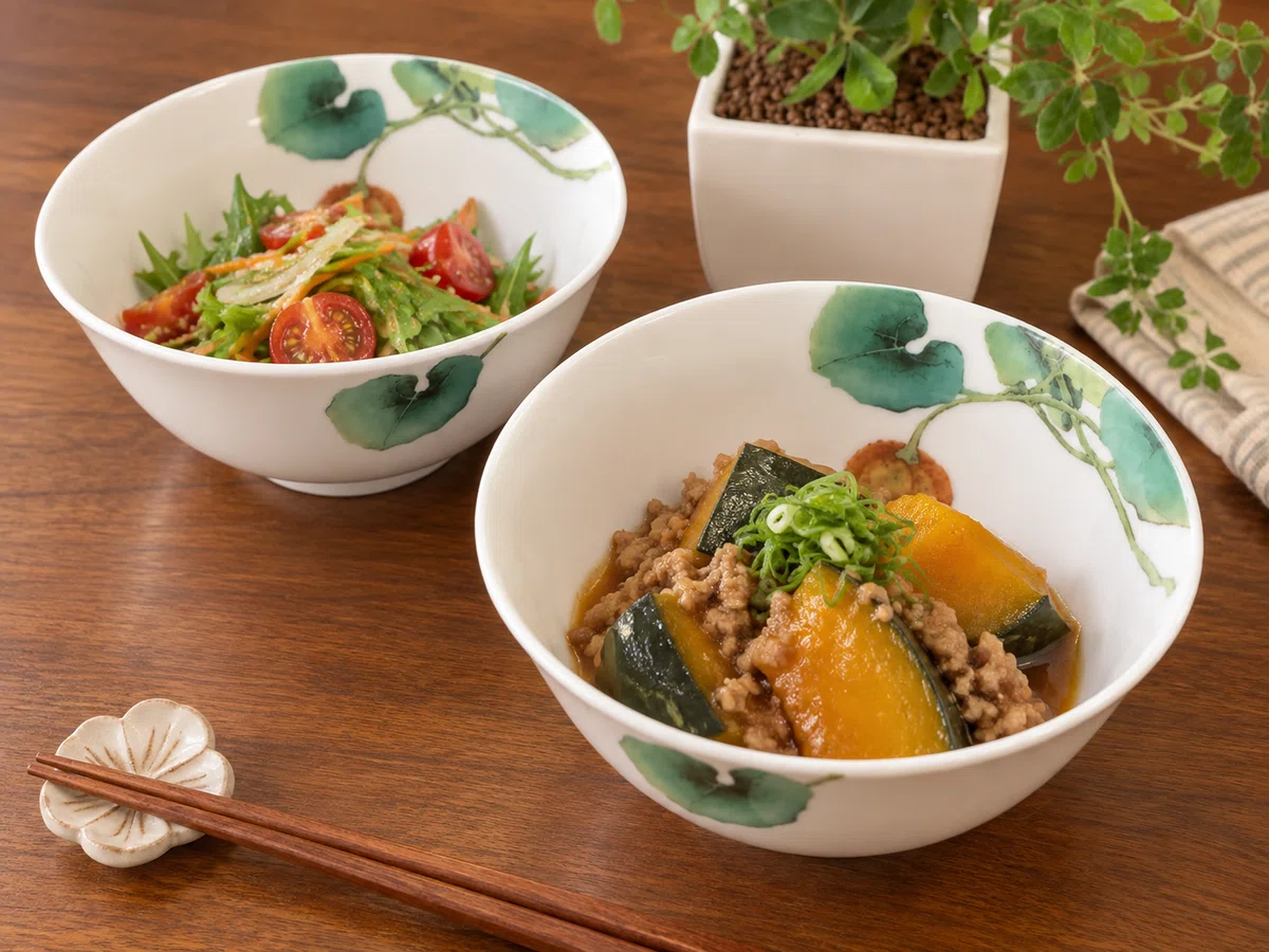 京野菜を器で楽しむ。ノリタケ「京香旬彩」16センチボウル 鹿ケ谷南瓜