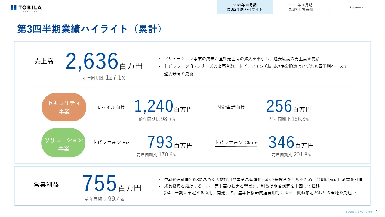 2026年10月期 第3四半期決算｜過去最高売上・20周年記念配当など4つの