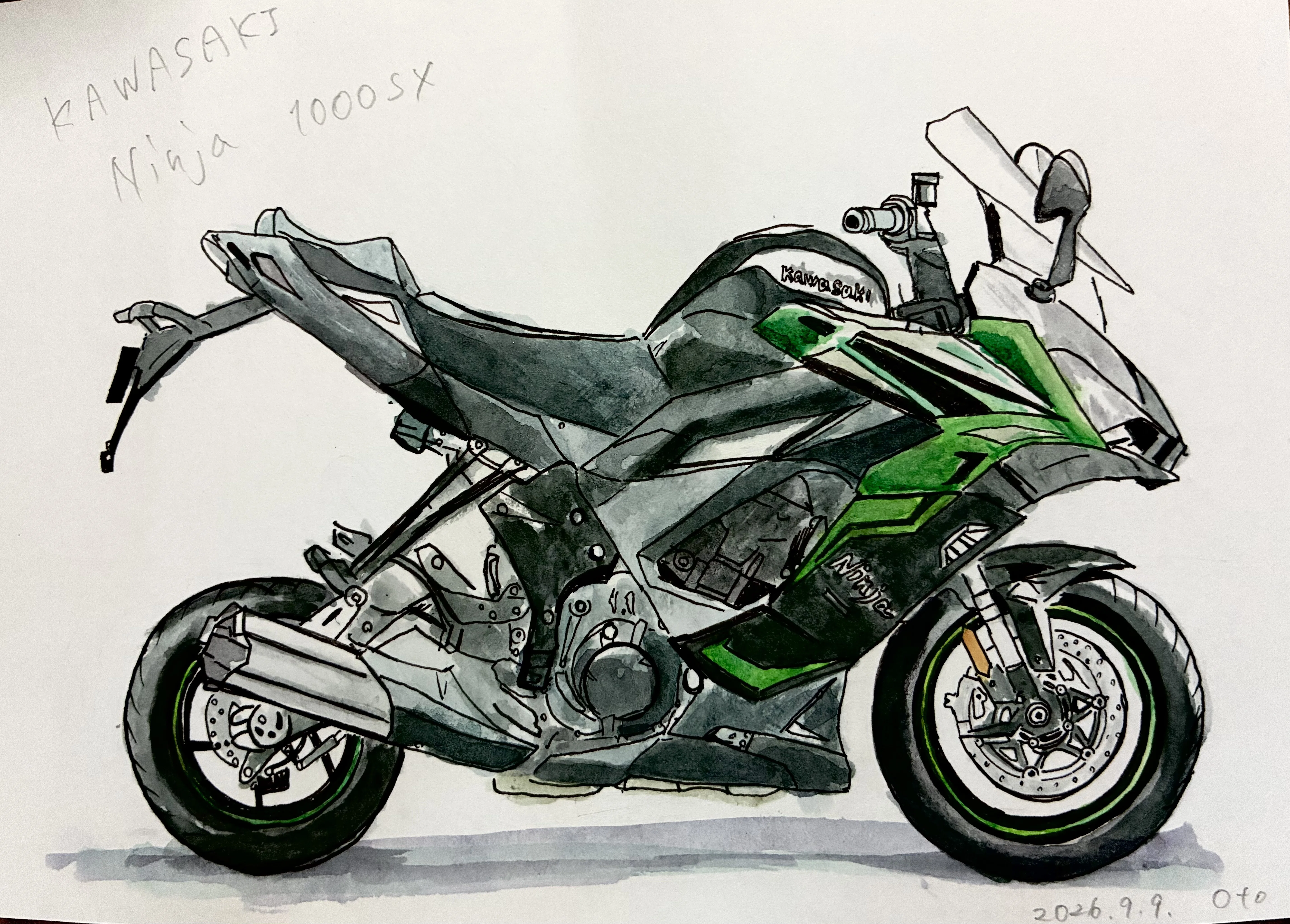 KAWASAKI Ninja 1000SXの水彩画｜◇Oto◇