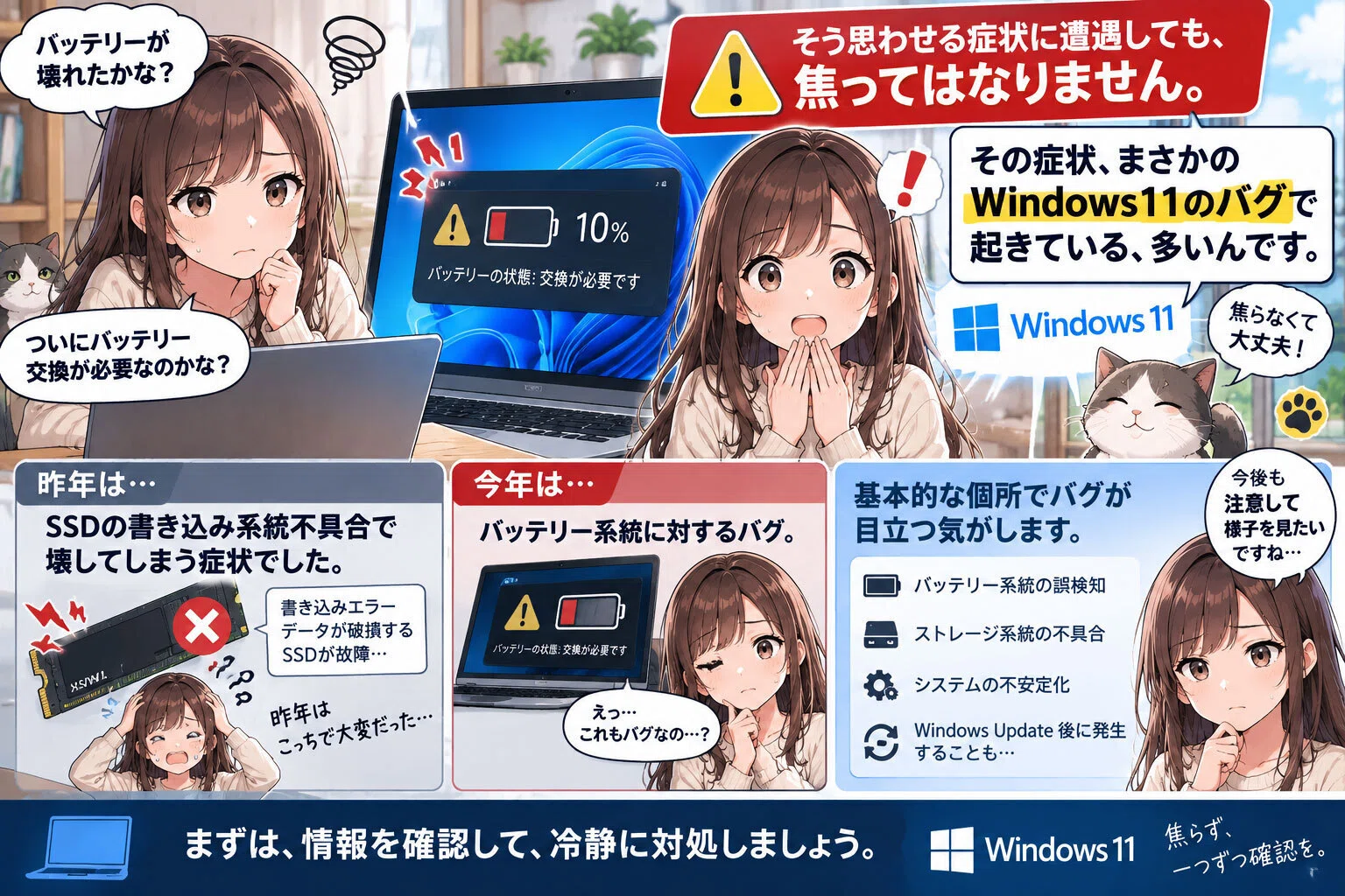 注目❤️バッテリーたっぷり❤️Windows11❤️SSD❤️届いたらすぐ使える❤️ 無料メンテ 注意】Win11で急にバッテリーが持たなくなった？ 故障と