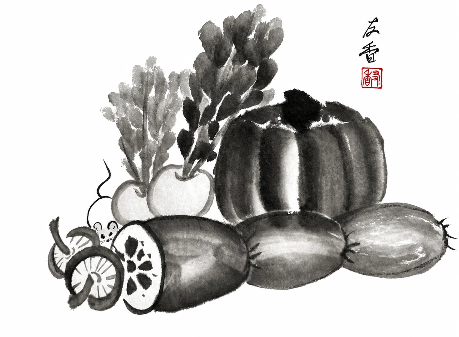 11月 水墨画ワークショップ「秋野菜を描く」｜友香/水墨画家