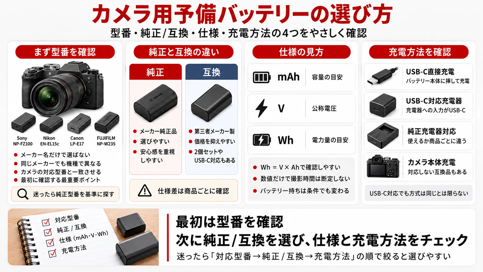 カメラの予備バッテリーおすすめ7選｜純正・互換の選び方と必要な本数