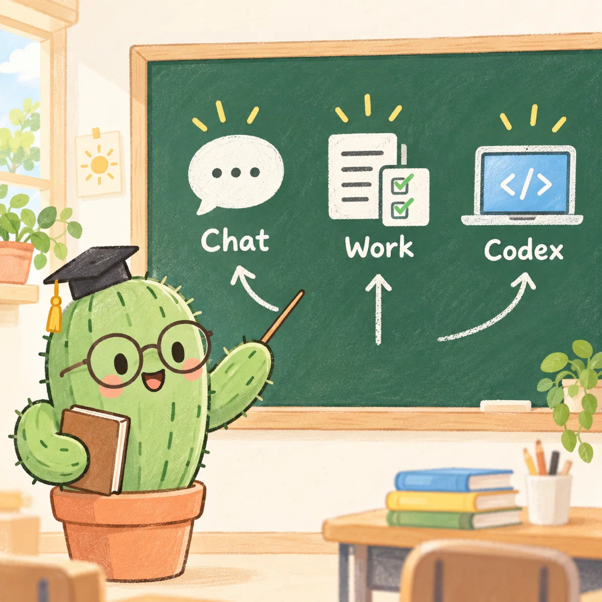 Chat・Work・Codexを仕事に合わせて選ぶサボテン先生