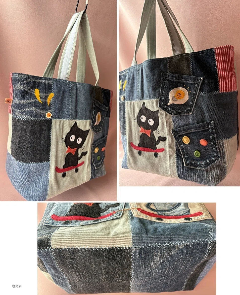 555. リメイクデニムのトートバッグ タイトル；【思い立ったが吉日