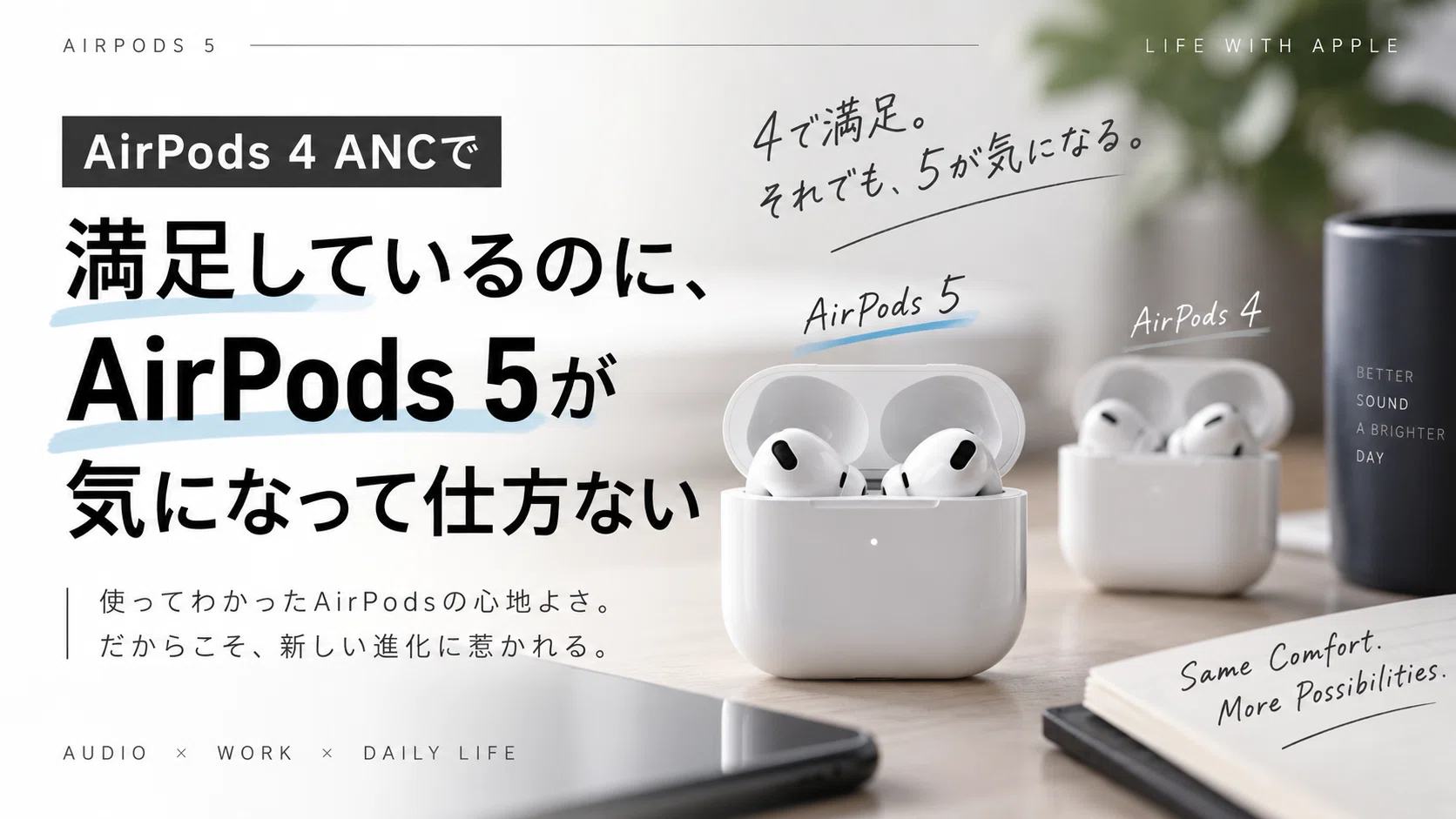 ちゃむ　【未使用に近い】AirPods4 アクティブノイズキャンセリング Airpods5、魔法をみんなの耳に。アクティブノイズキャンセリング