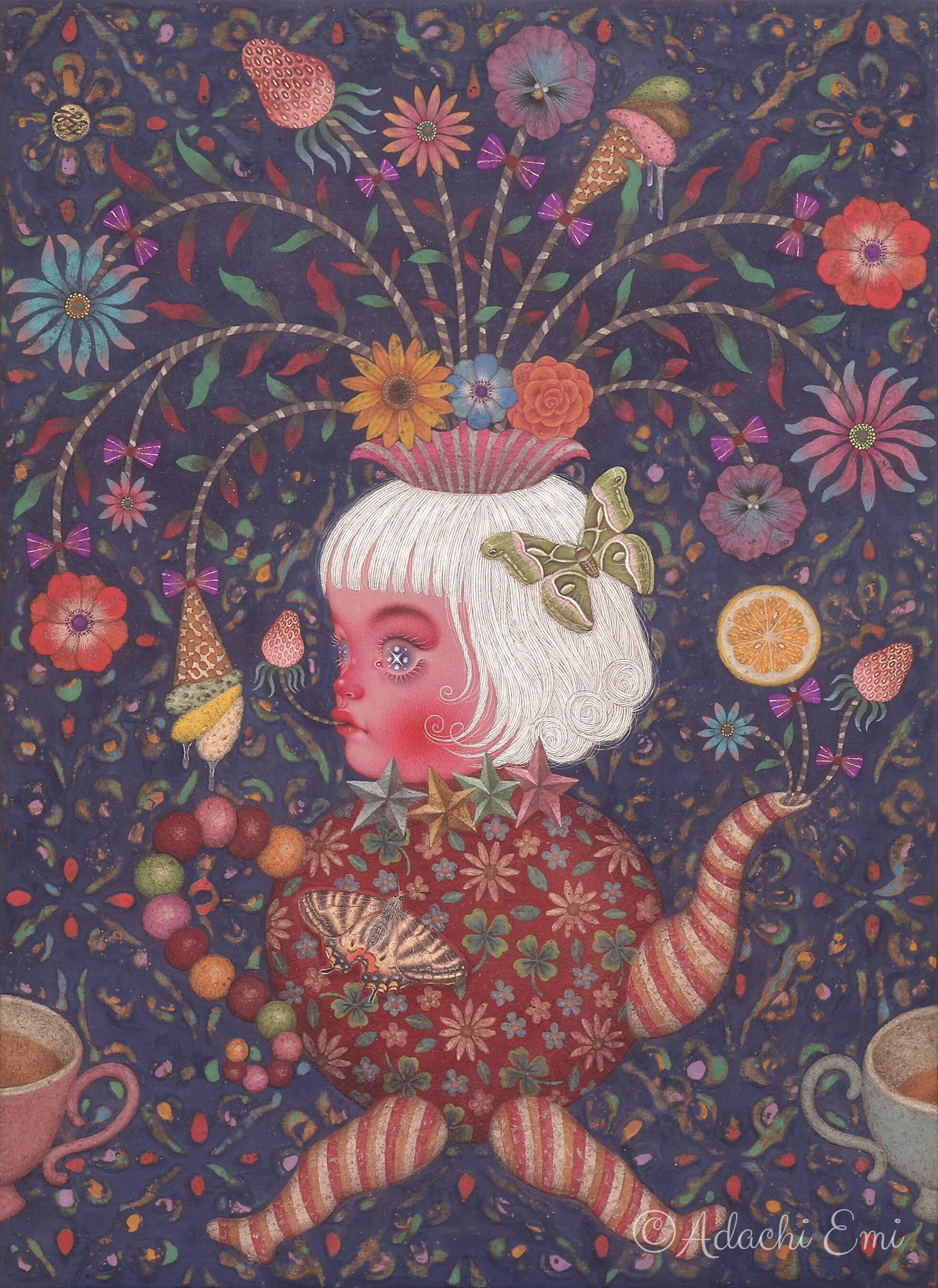 【個人蔵保管品】足立絵美『kaleidoscope』ポポトピア 肉筆画 真作保証 岐阜の個展のおしらせ｜足立絵美