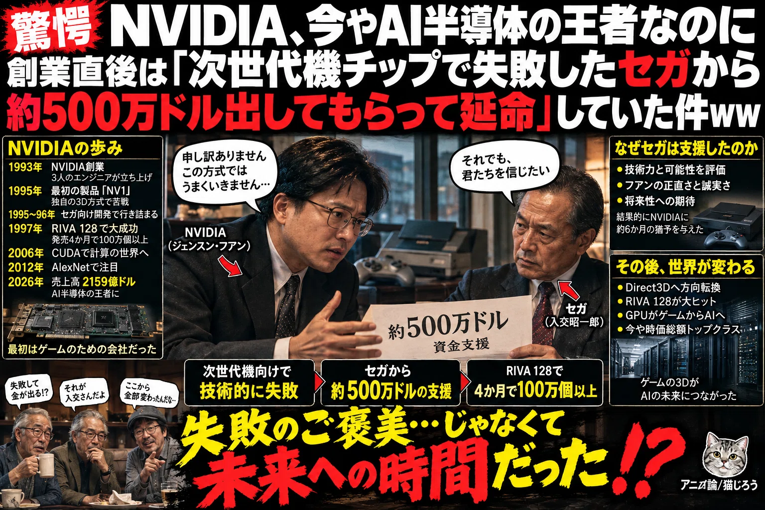 驚愕】NVIDIA、今やAI半導体の王者なのに創業直後は「次世代機チップで