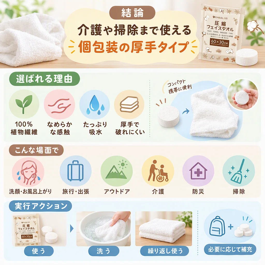 防災用の圧縮タオルはどう選ぶ？水なしで使えるタイプと個包装を比べて