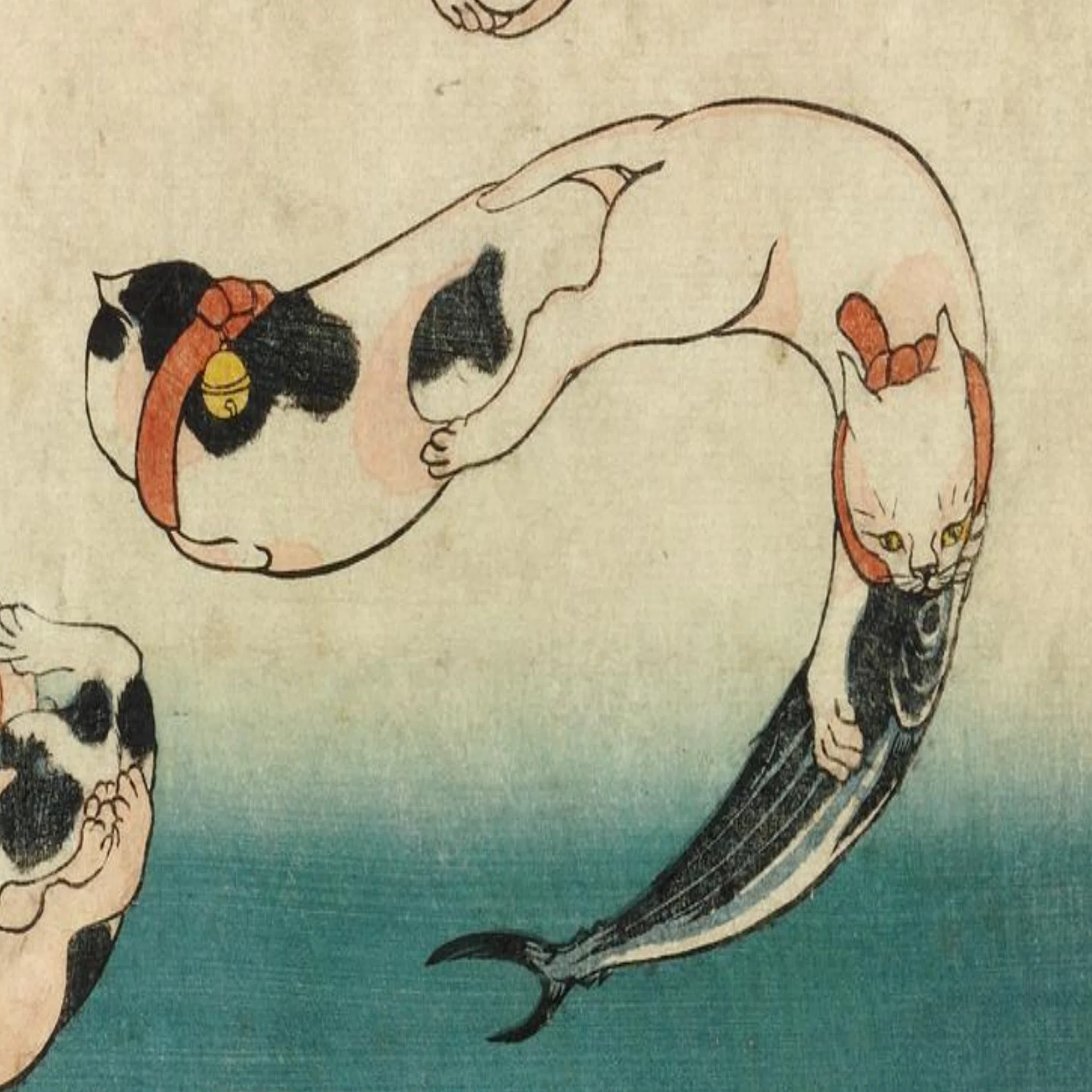 大英博物館展出品作㉙歌川国芳《「猫の当字」かつお》天保13年（1842