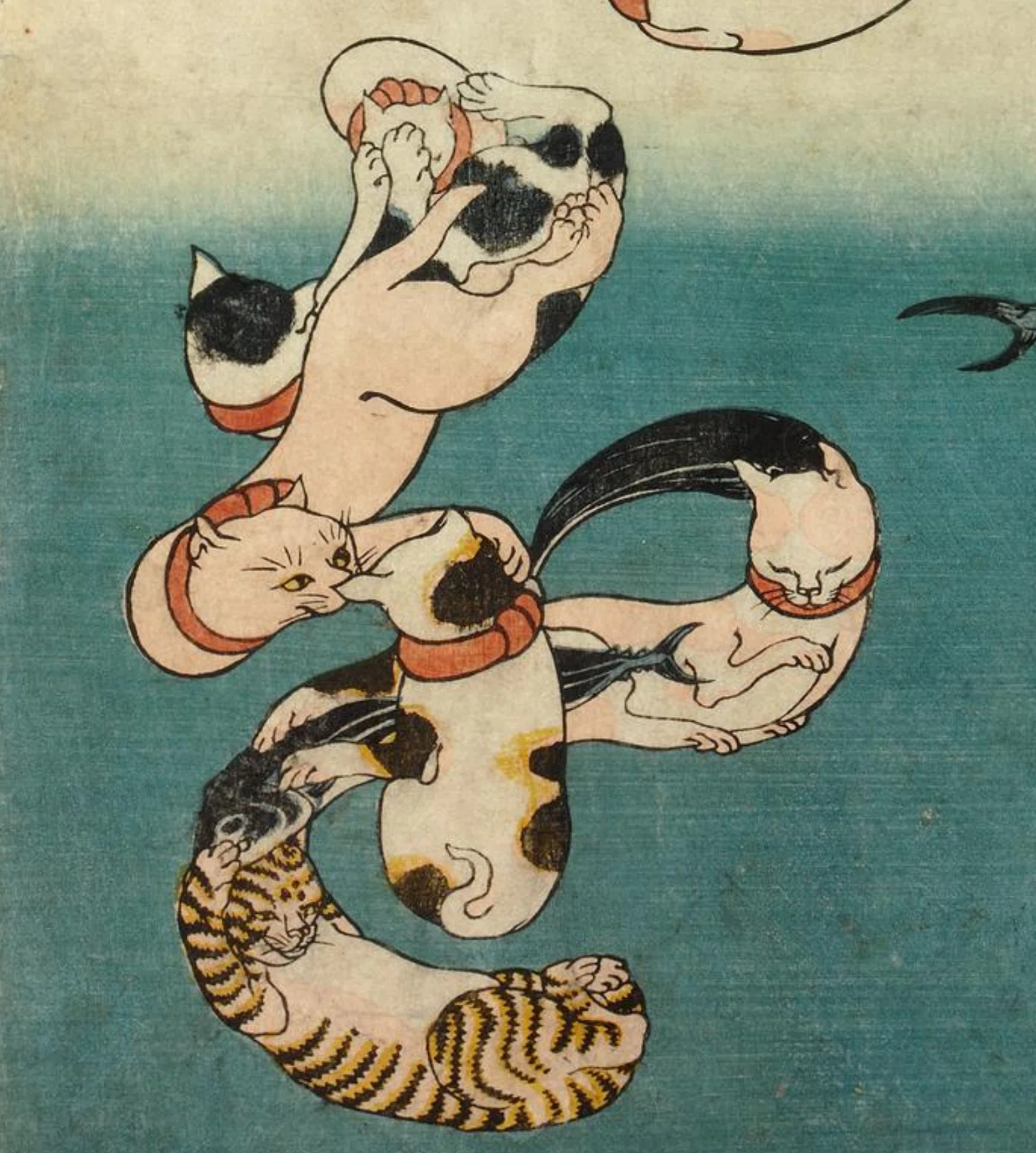 大英博物館展出品作㉙歌川国芳《「猫の当字」かつお》天保13年（1842