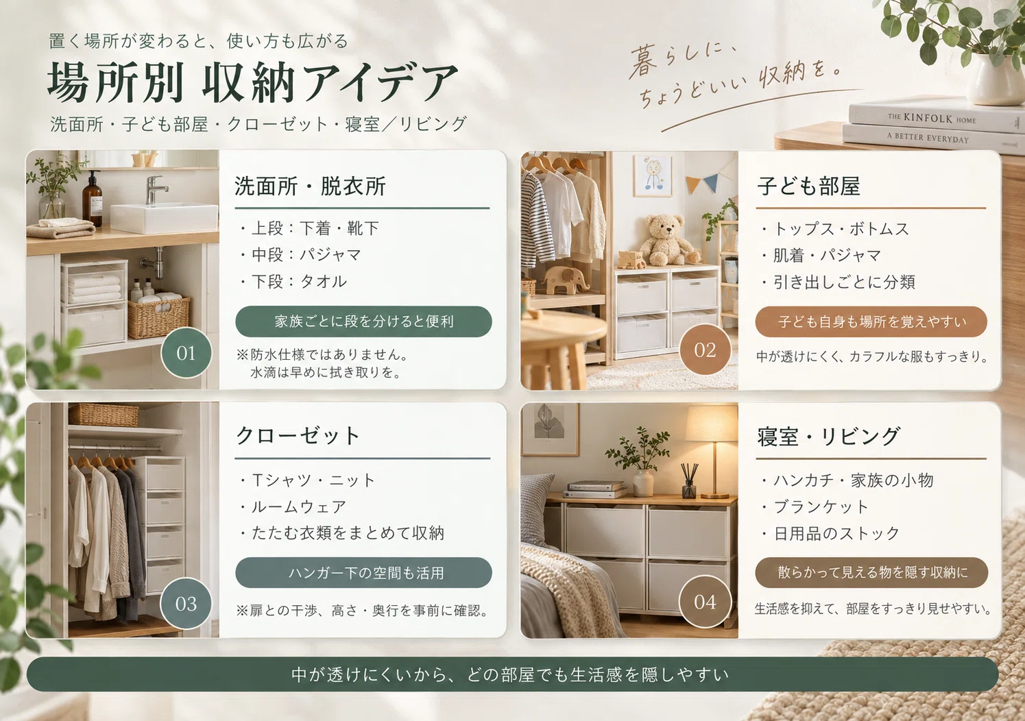 中が透けない収納ケースを探している人へ｜ホコリも入りにくい壁付き