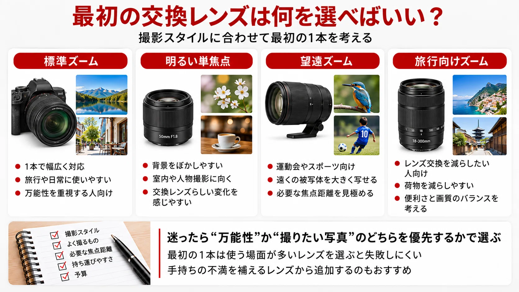 カメラ交換レンズ 交換レンズとは？種類・特徴・選び方をカメラ初心者向けにわかりやすく
