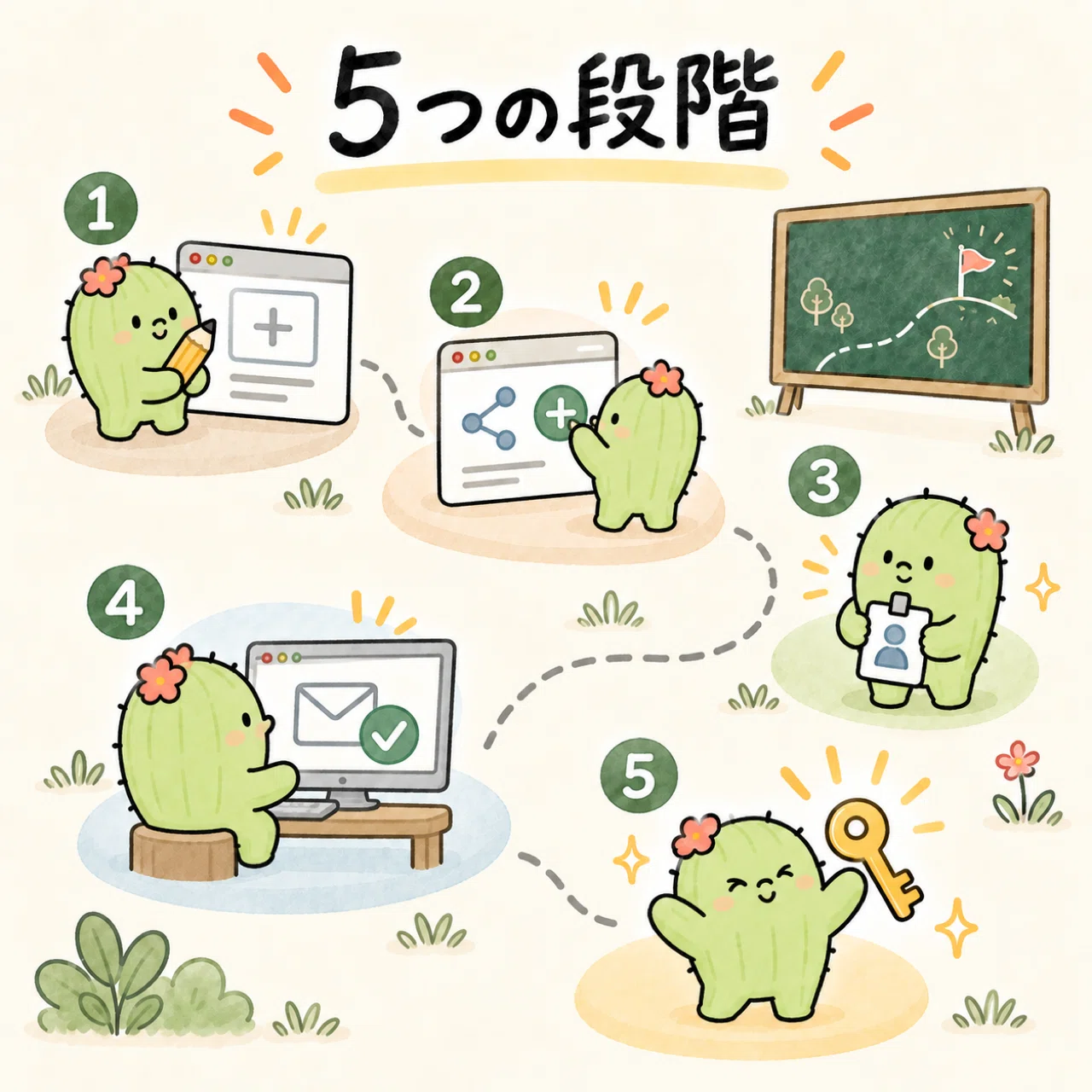 5つの段階の地図