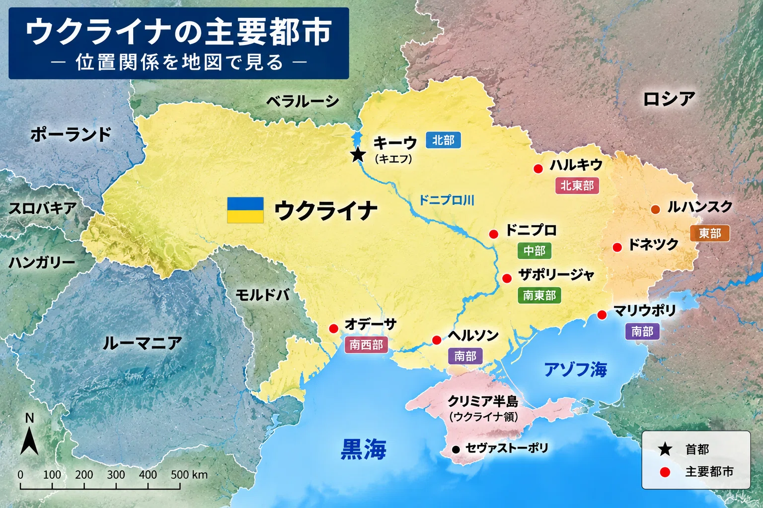 ウクライナ周辺の地理とは？ロシア・黒海・クリミア・東部地域の位置関係を地図で解説｜スズキヒカル