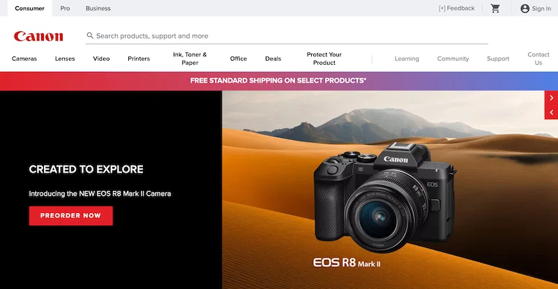 北米キヤノンのR8 MarkIIサイト