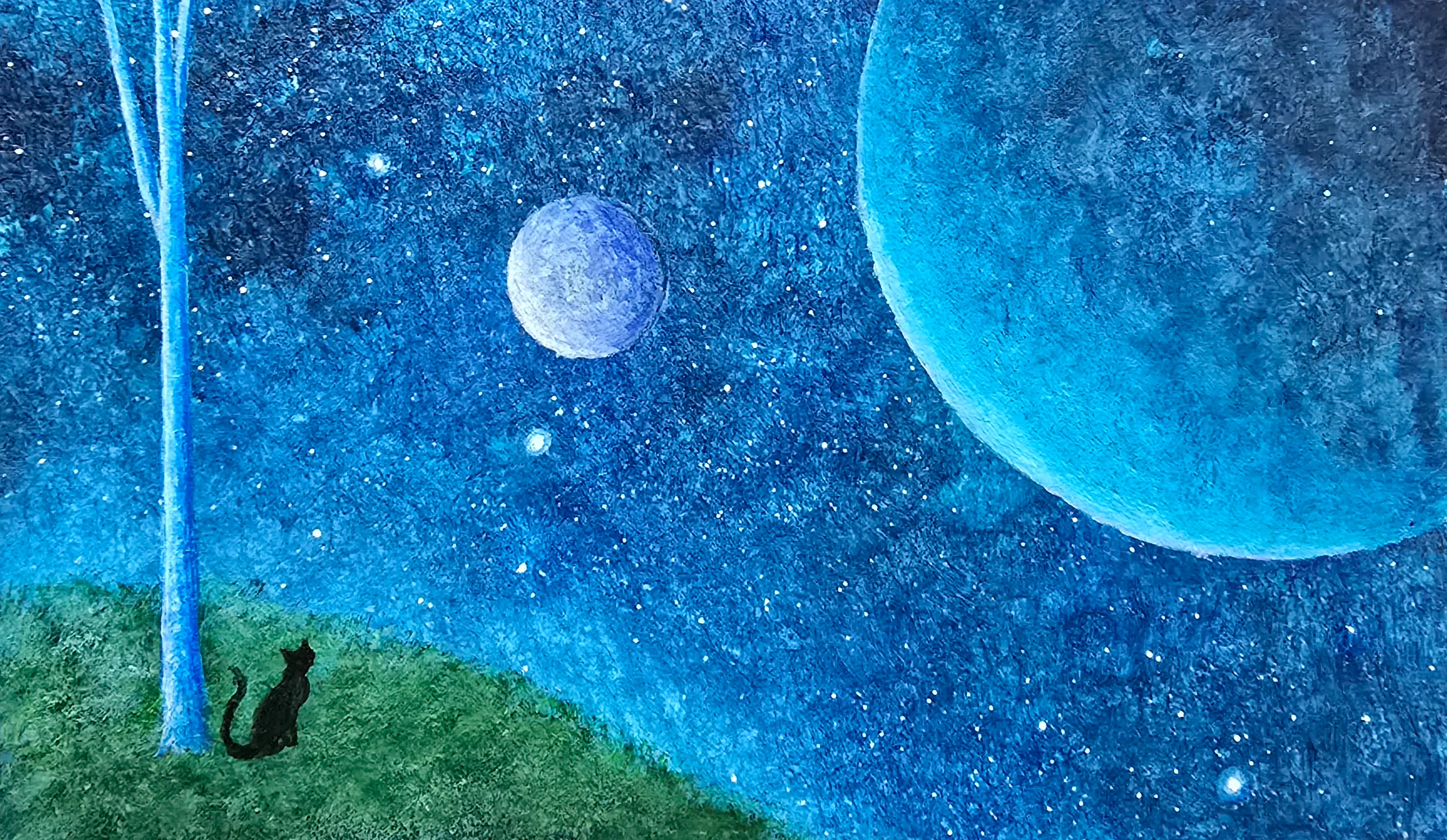 青い星』 ～黒猫の旅～ 名刺サイズ｜絵描きのクロスケ