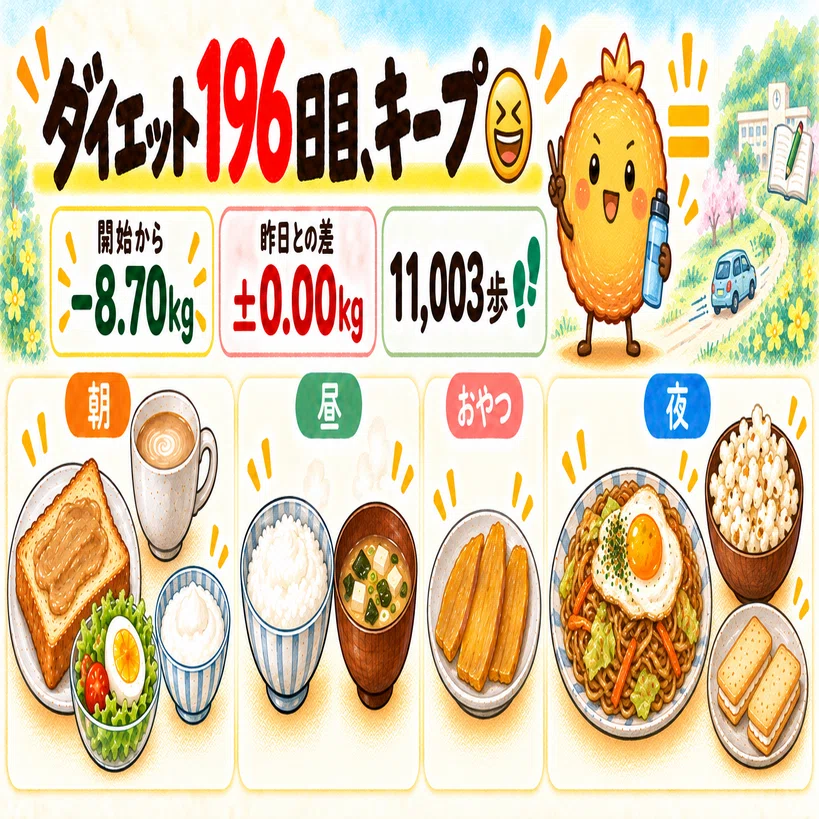 ダイエット196日目、キープ😆｜とこ