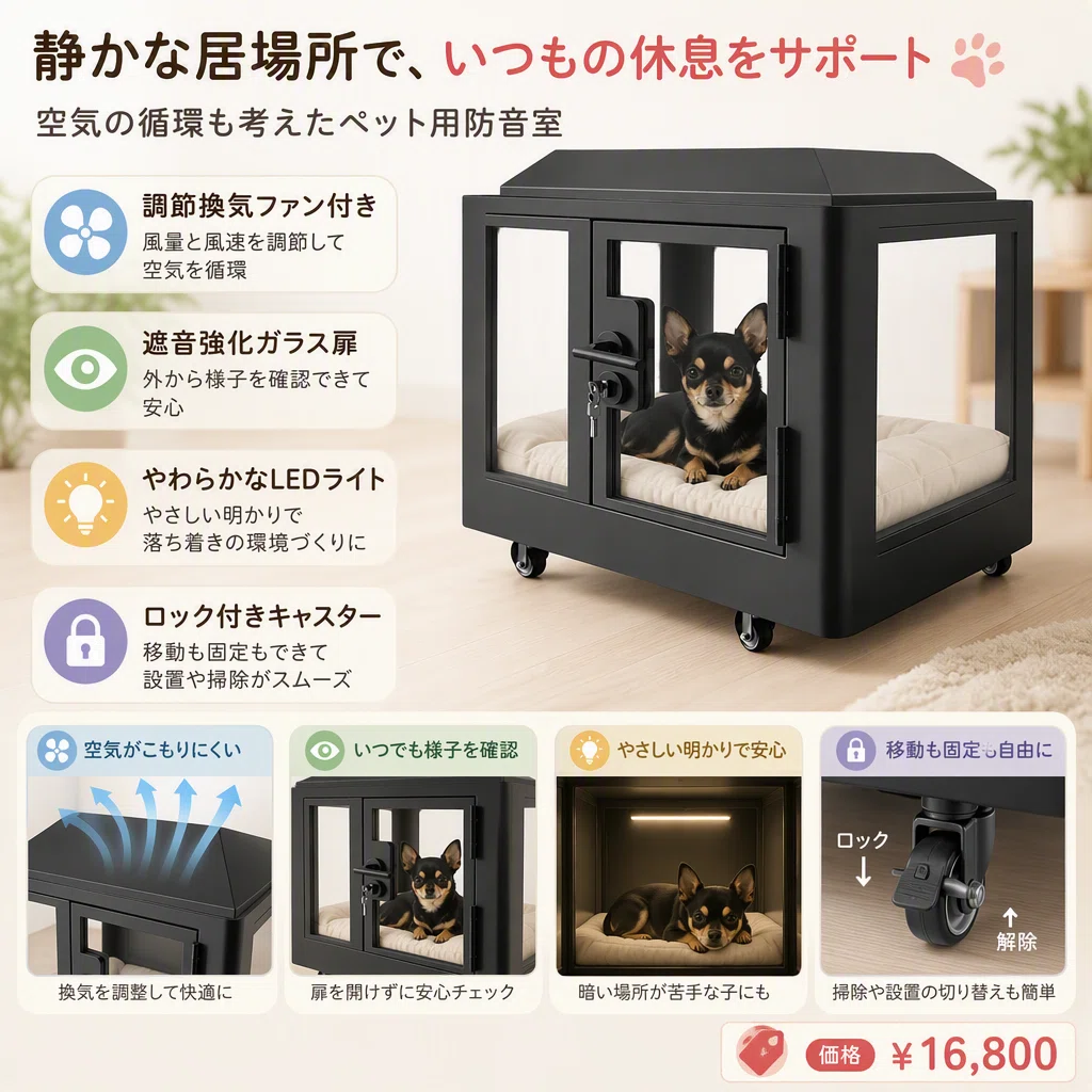 ペットの鳴き声が気になるとき、防音室を居場所にできるか考える｜素敵