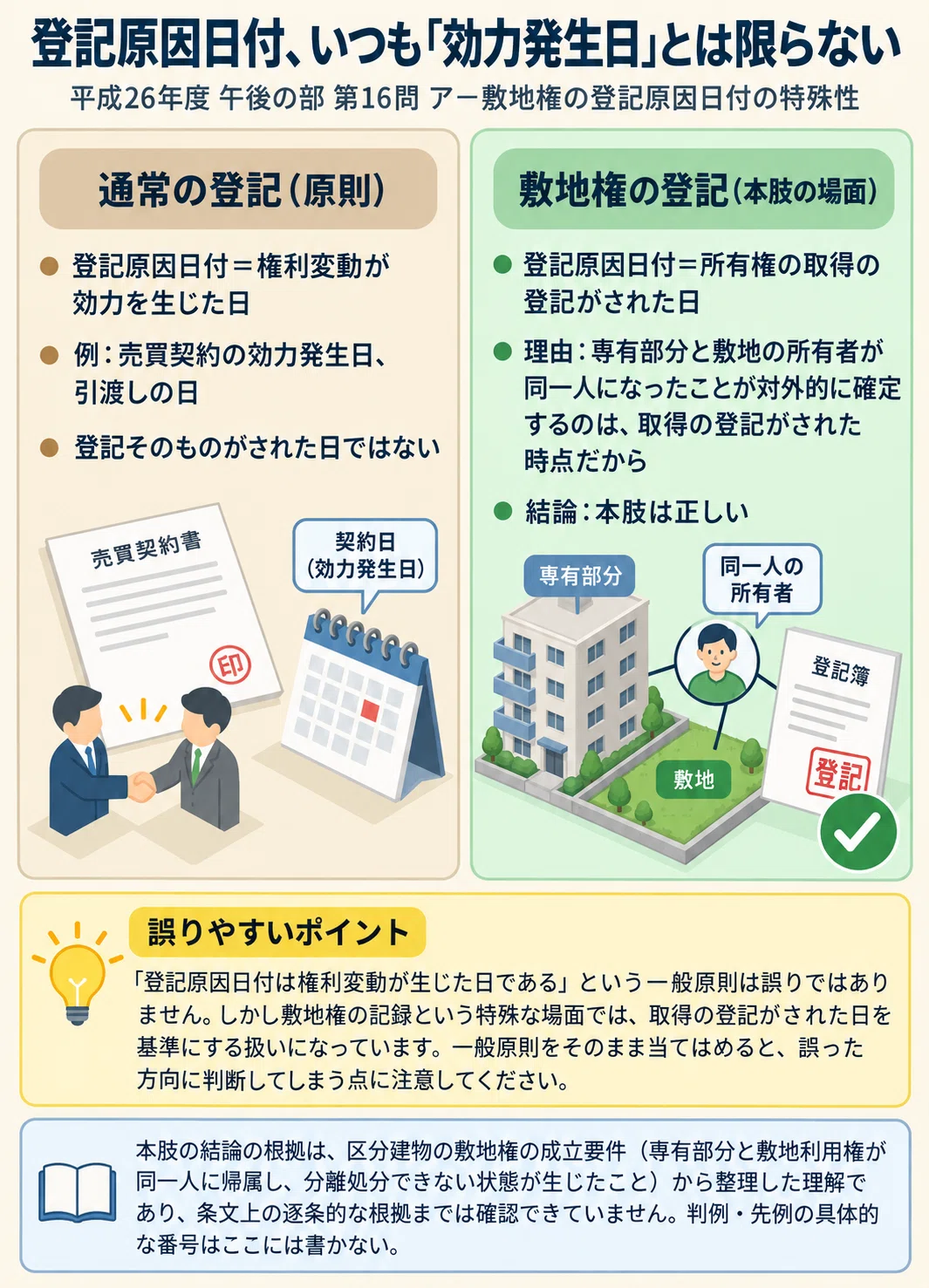 土地家屋調査士受験生向け】平成26年度 第16問〜後から取得した敷地権
