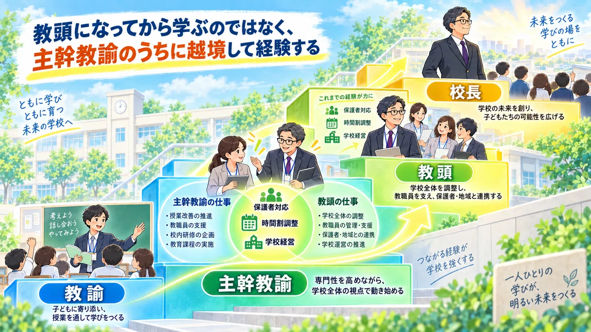 主幹教諭 : その機能・役割と学校の組織運営体制の改善 2章】私は「教頭になるため」に主幹教諭の仕事をした／全6章｜無双