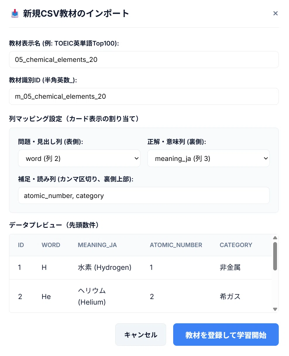 ランク管理DB実践編（4）元素記号学習と読み方の修正法｜LiuK