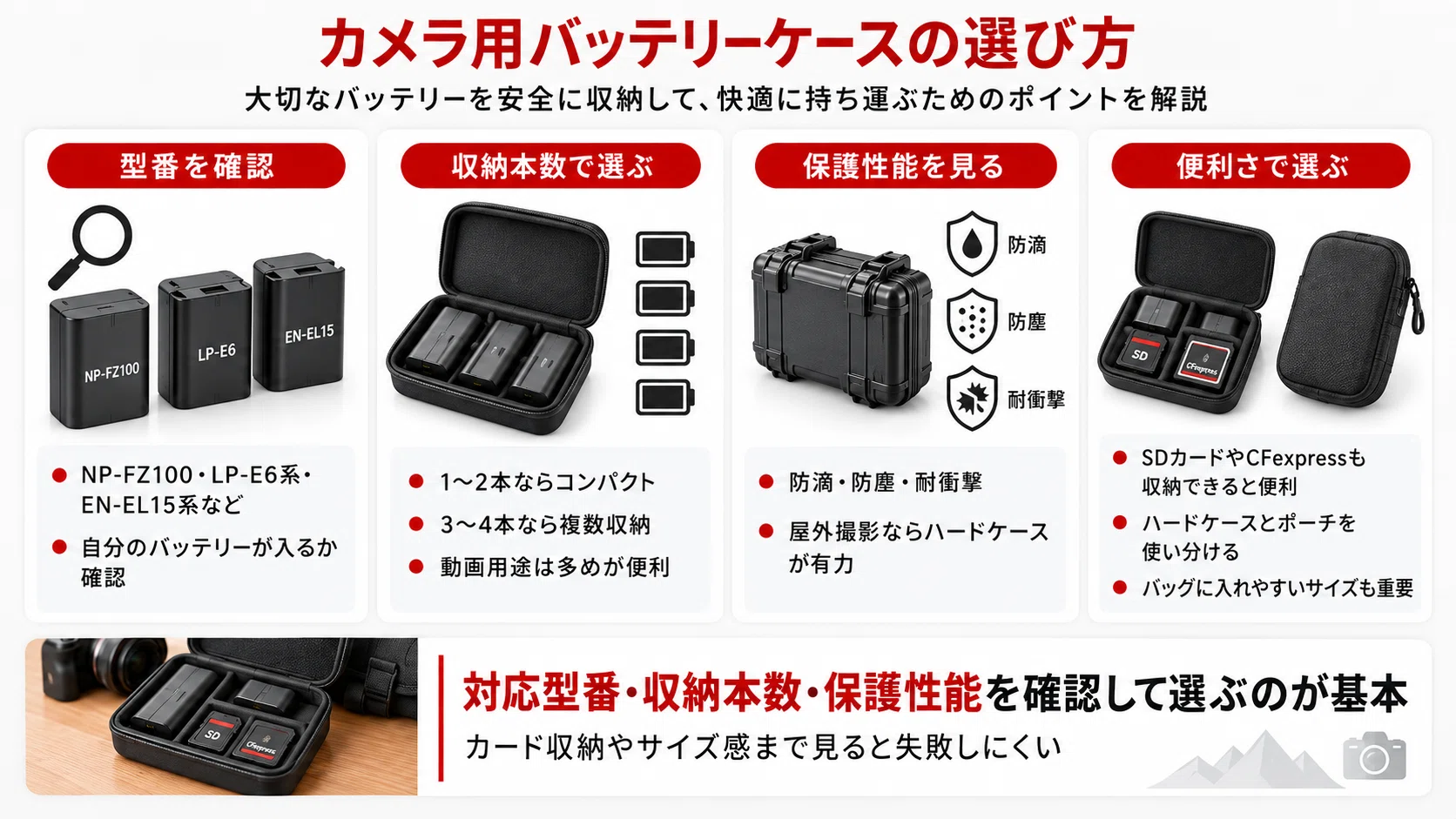 カメラ用バッテリーケースおすすめ6選｜予備バッテリーを安全に収納