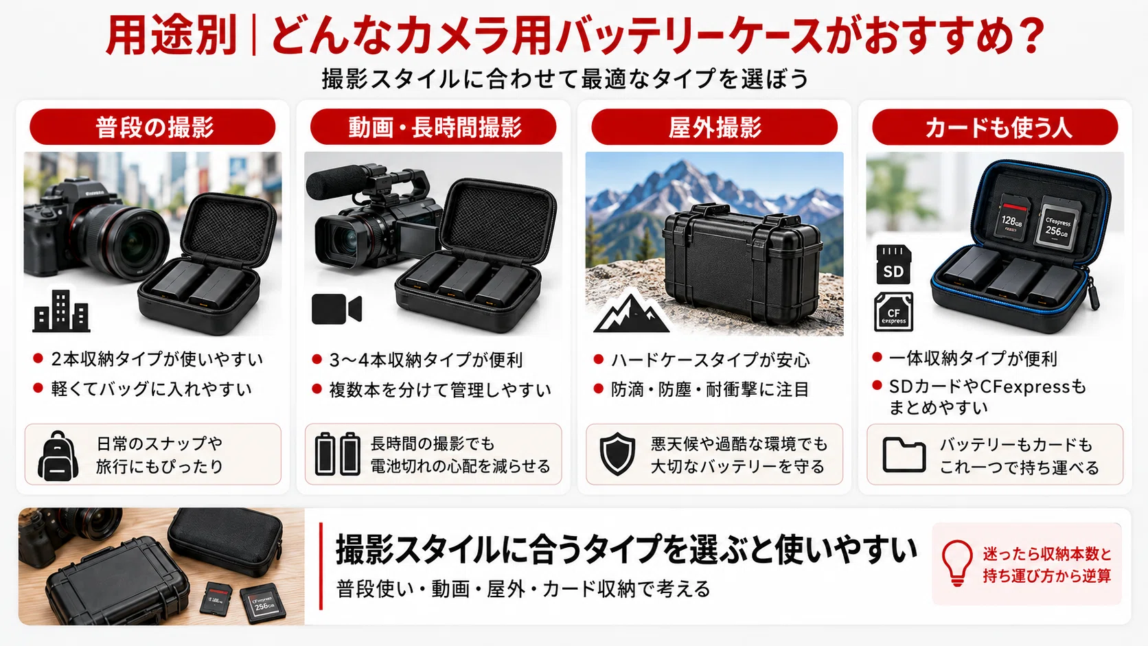 カメラ用バッテリーケースおすすめ6選｜予備バッテリーを安全に収納