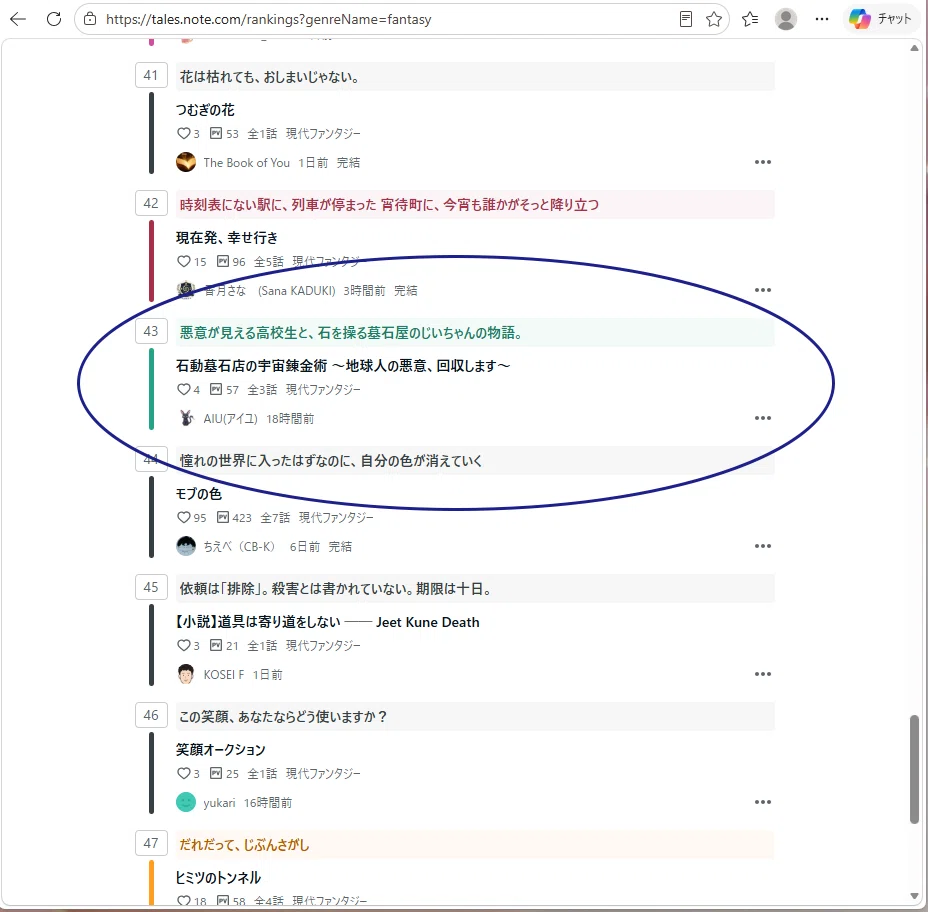 TALESランキング画像