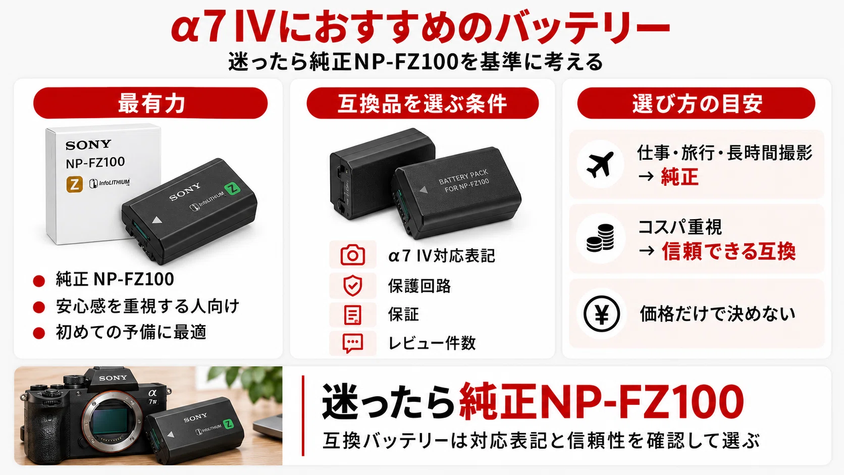 α7 IVのバッテリーおすすめ｜NP-FZ100の持ち時間・充電方法・互換品