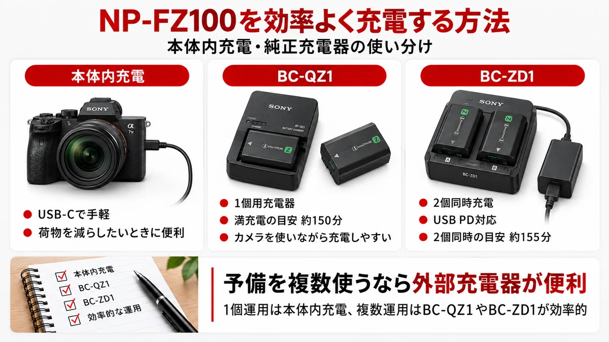 α7 IVのバッテリーおすすめ｜NP-FZ100の持ち時間・充電方法・互換品