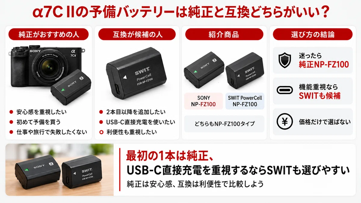 α7C IIのバッテリーは何？持ち・充電方法・予備バッテリーの選び方を