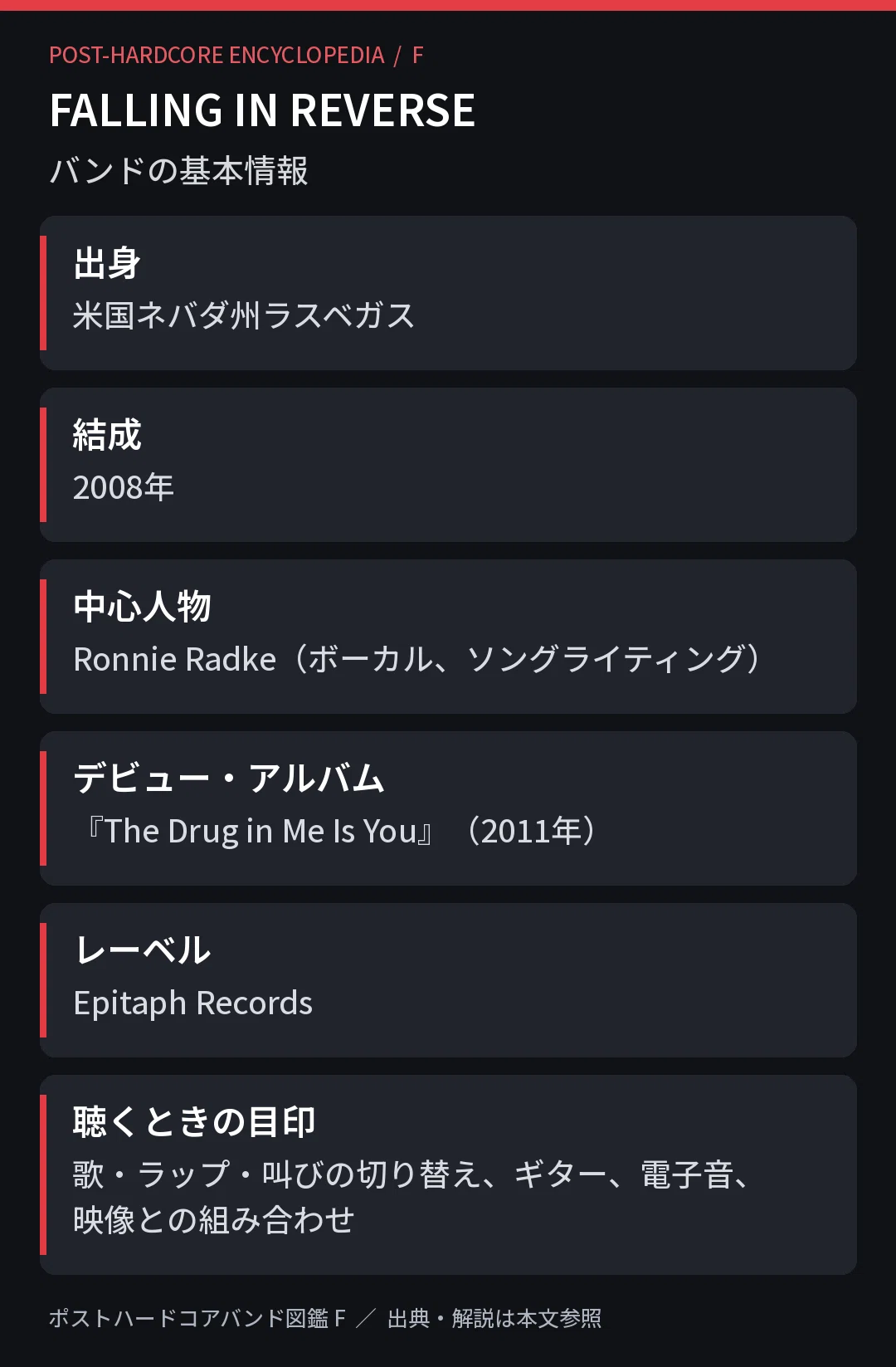 Falling In Reverse【ポストハードコアバンド図鑑 F】｜楽曲解説君